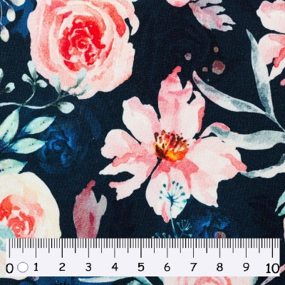 French Terry | ARVID | Blumen marineblau